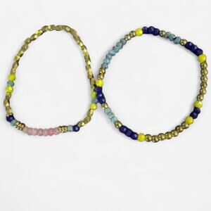 BaubleBar - Multi-colored beaded slip-on stretch bracelets with blue, yellow, an